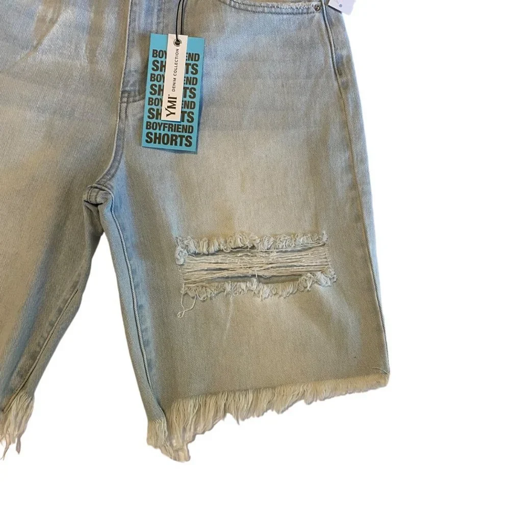 NWT YMI Junior Distressed High Rise Waisted Boyfriend Shorts Denim Jeans Sz 5/27 - Picture 5 of 9